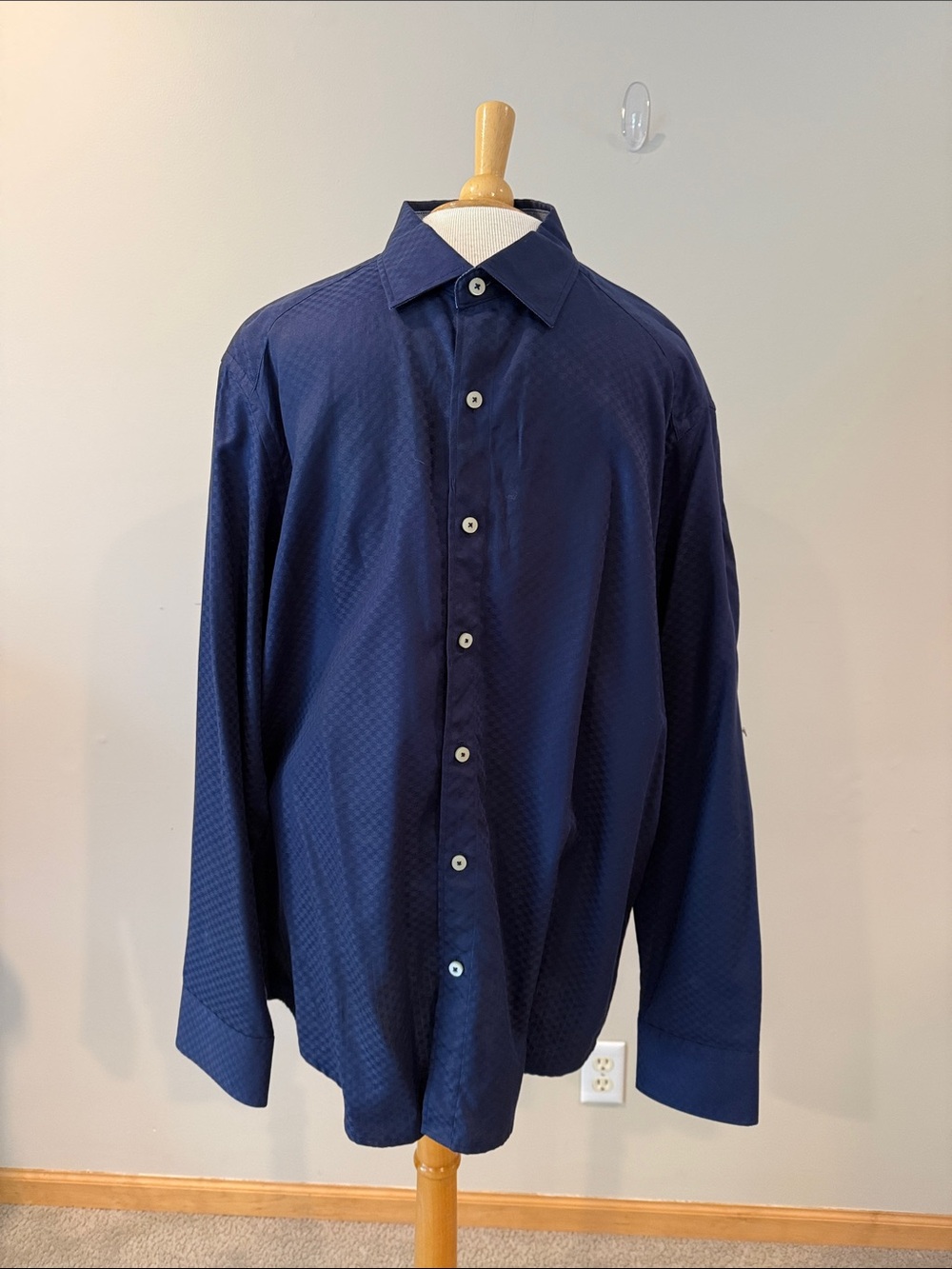 Tommy Bahama Navy Textured Long-Sleeve Button Shirt